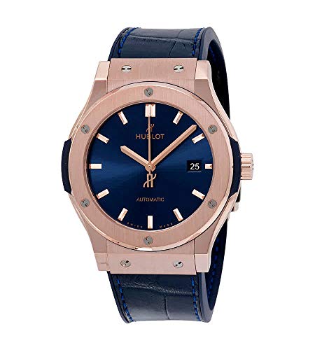 Men's Hublot Rose Gold Watch with Blue Sunray Dial