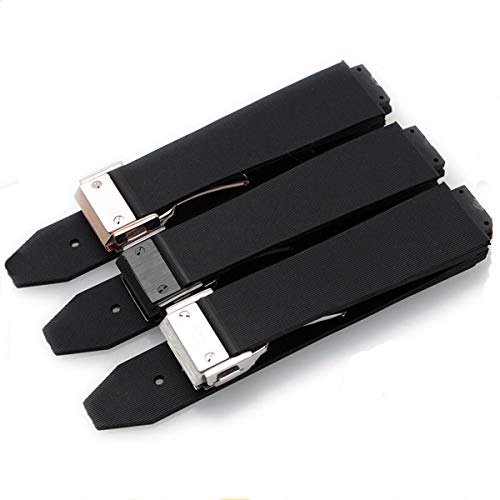 25mm Rubber Watch Strap for Hublot Big Bang with Tool (Black Stripe - Black Buckle) - for KAMIU customers