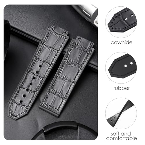 19 mm Watch Band Compatible for Hublot Big Bang, Waterproof Silicone Leather Strap for Men and Women
