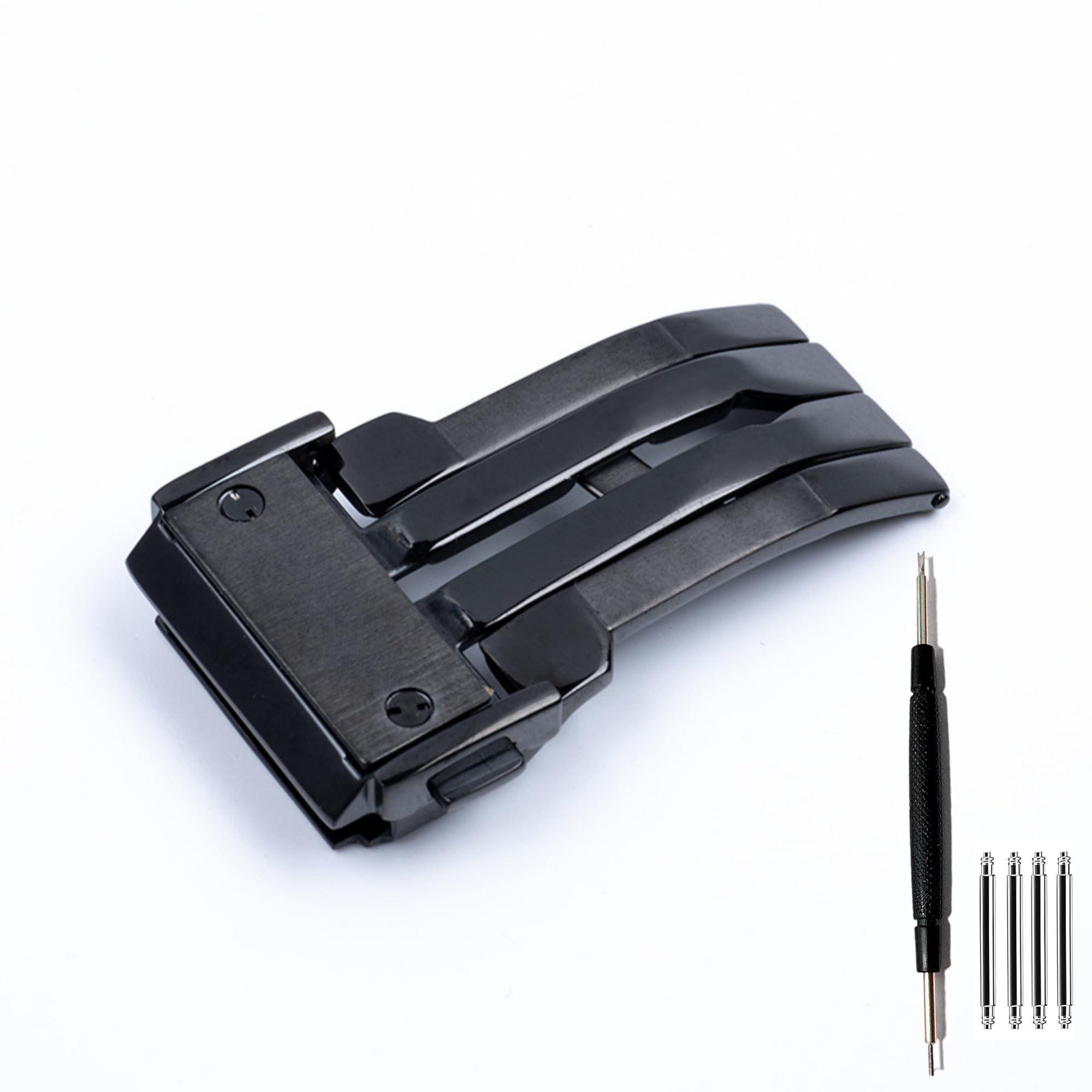 Stainless Steel Buckle for Hublot Big Bang Watch Band with Tool - Sizes 22mm, 19mm, and 25mm for watch enthusiasts.