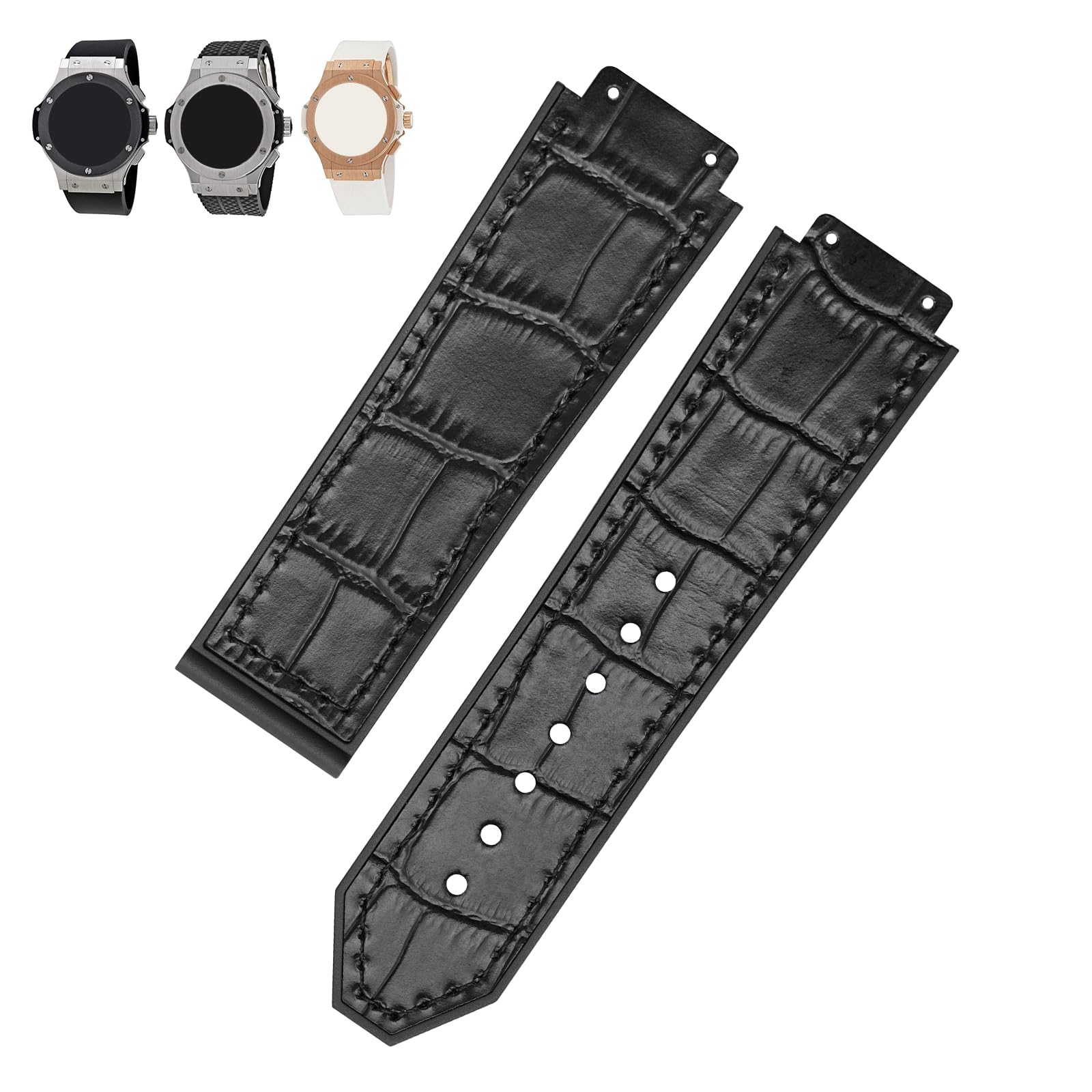 19 mm Watch Band Compatible for Hublot Big Bang, Waterproof Silicone Leather Strap for Men and Women