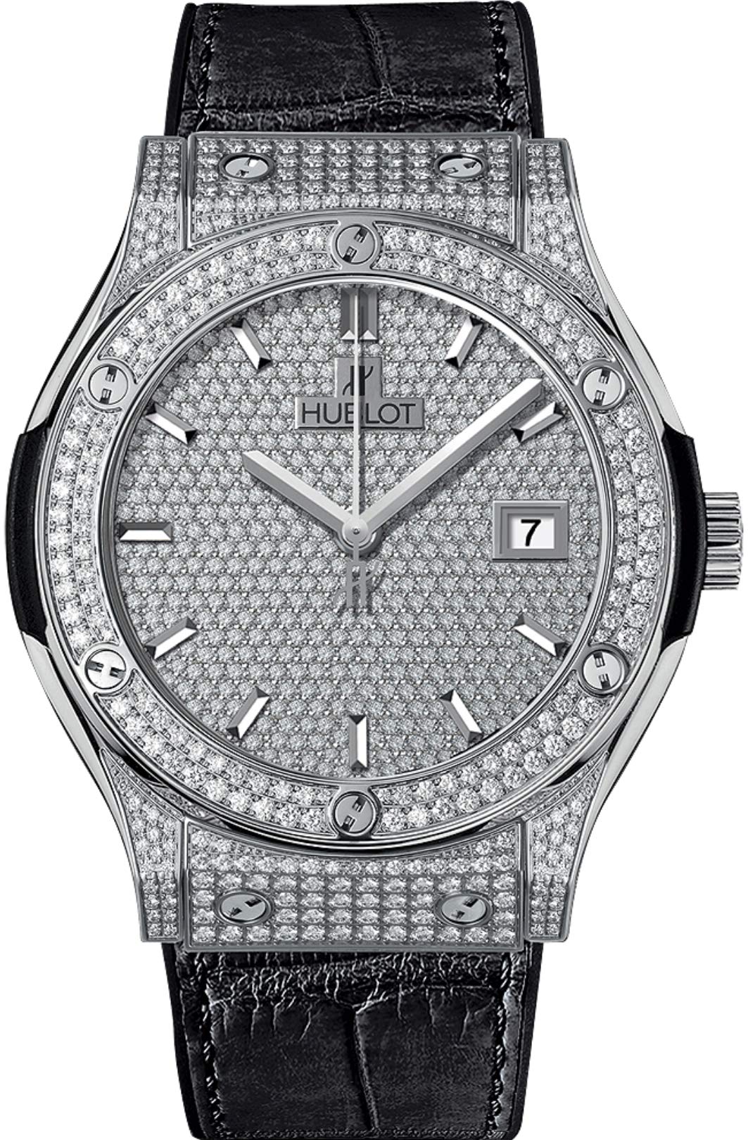 Hublot Classic Fusion Titanium Pave Watch (For Men)